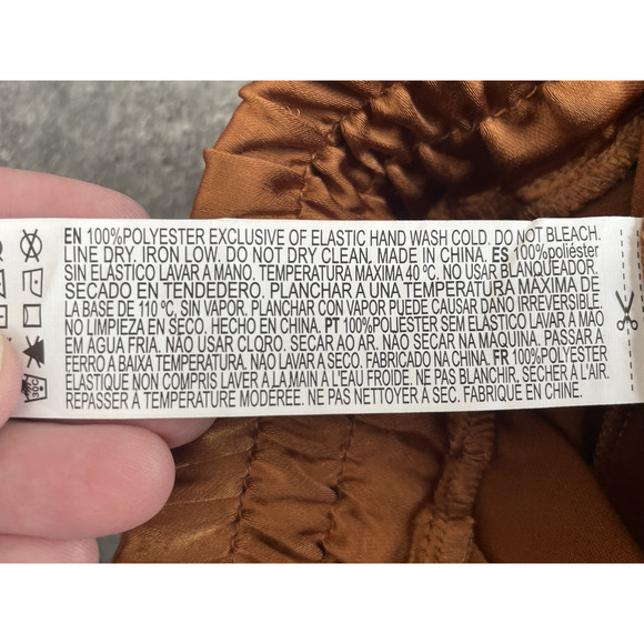 Forever 21 Wide Leg Women Pants Womens Small Rust Satin Drapey Fairy Relaxed - Picture 8 of 12